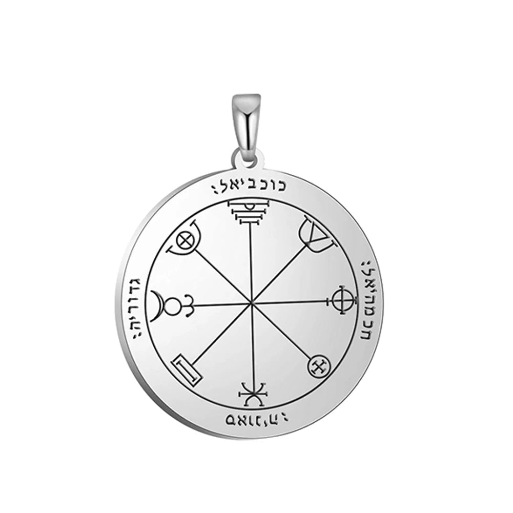 Key of Solomon Pendant for Necklace Stainless Steel Jewelry Amulet Mystical Moon Saturn Jupiter Sun Venus Mars Mercury Charms