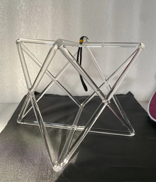 9inch clear Crystal singing Merkaba double pyramids for sound healing music therapy and chakra balancing