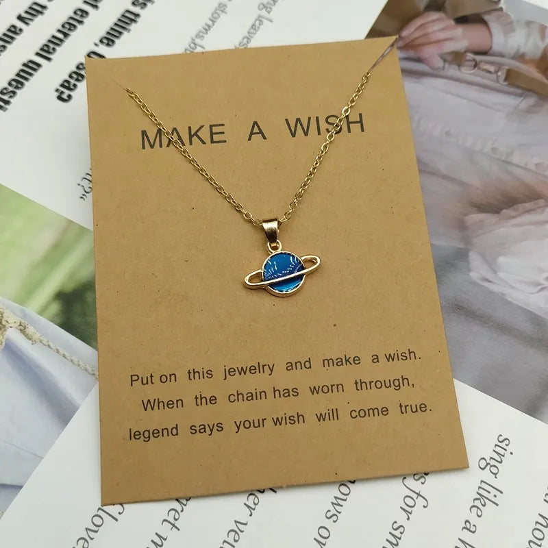 New Fashion Choker Necklace Enamel Star Moon Planet Pendant Necklaces for Women Gifts Collares Collier Ketting Jewelry Wholesale