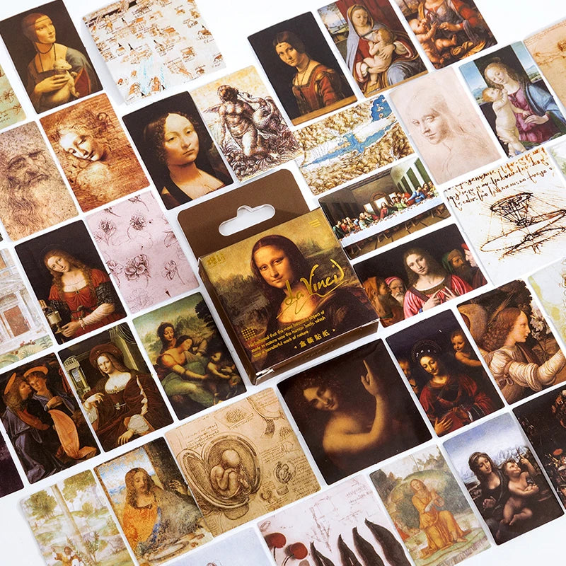 Journamm 45pcs/lot World Famous Paintings Series Mini Box Stickers Scrapbooking Creative Decorative Stationery Sealing Stickers