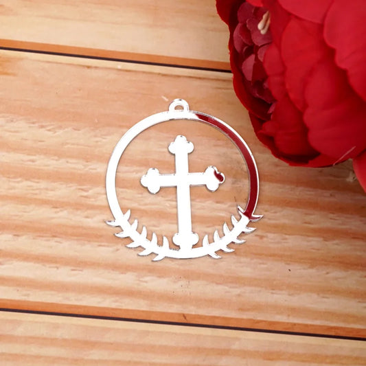 10pcs/Lot Acrylic Mirror Christian Cross Hanging Ornaments Christening & Baptism Wedding Party DIY Gifts Decor