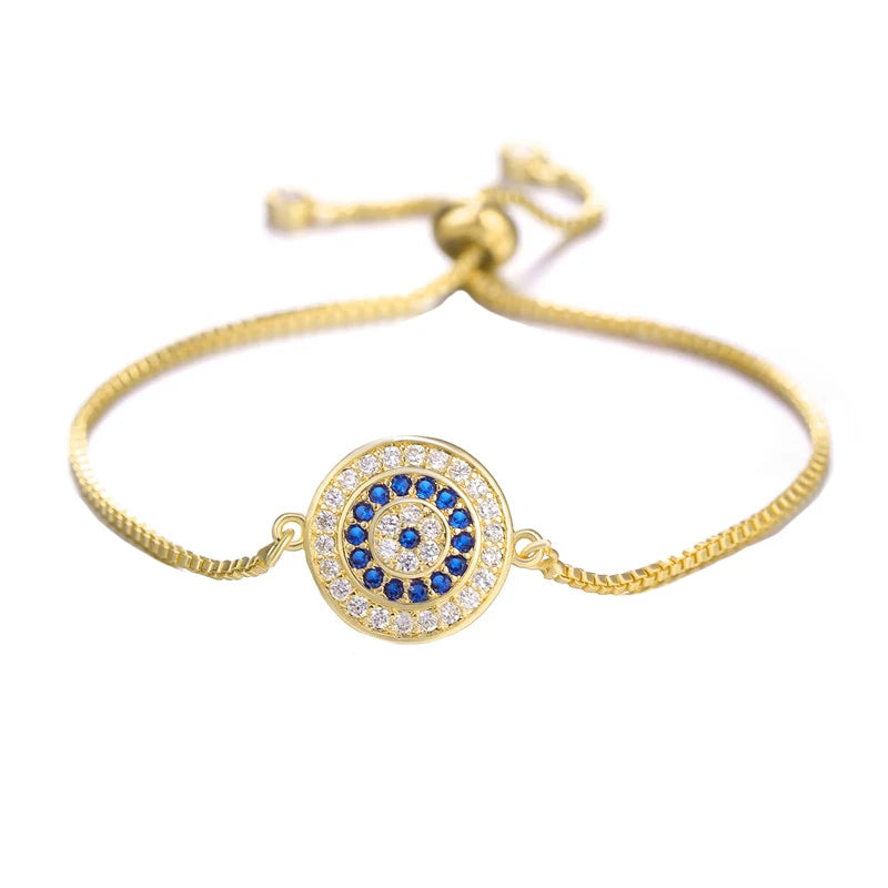 Juya Handmade Copper Adjustable Chains Micro Pave Zircon Enamel Greek Evil Eye Of Fatima Hamsa Hand Bracelets For Women Men