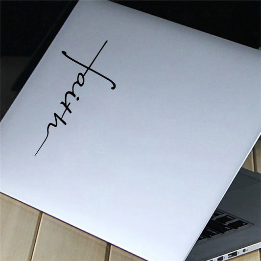 Faith Cross Decal Christian Religious Vinyl Sticker Car Window Decor , Women's Christian Laptop Decals for Apple MacBook Decor