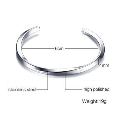 MEN TWISTED C BANGLE WITH SMALL WRIST MOBIUS BRACELET ANTIQUE SILVER COLOR STACKING CUFF BANGLE STAINLESS STEEL UNISEX JEWELRY