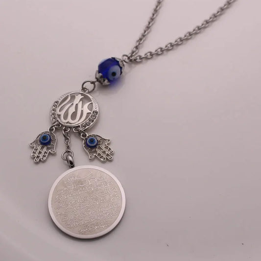 turkey evil eye Allah AYATUL KURSI hamsa hand of fatima Car Rear View Mirror crystal Car Pendant Hanging