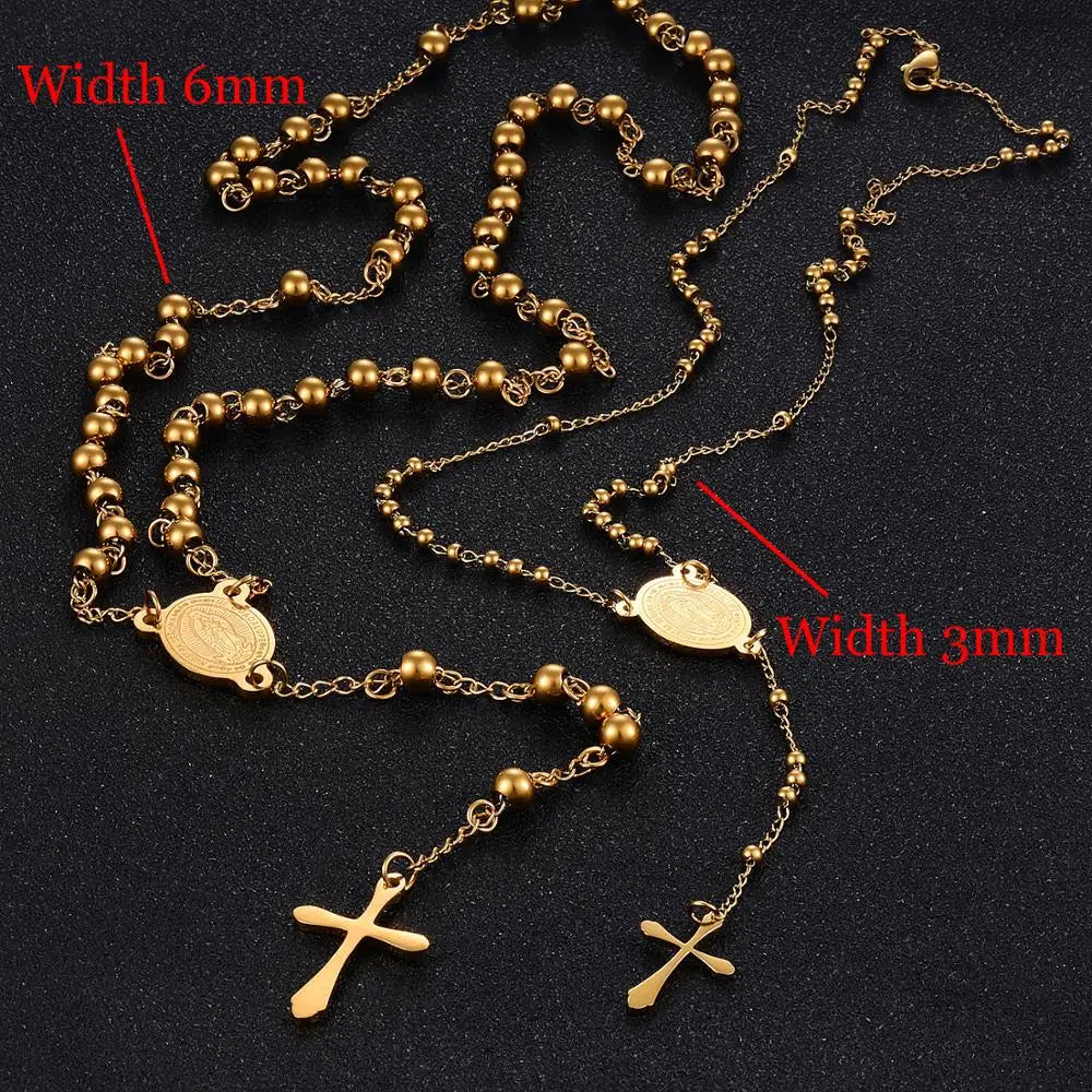New Jesus Stainless Steel Cross Rosary Christian Catholic Religious Chain Characteristic Style Men And Women Jewelry