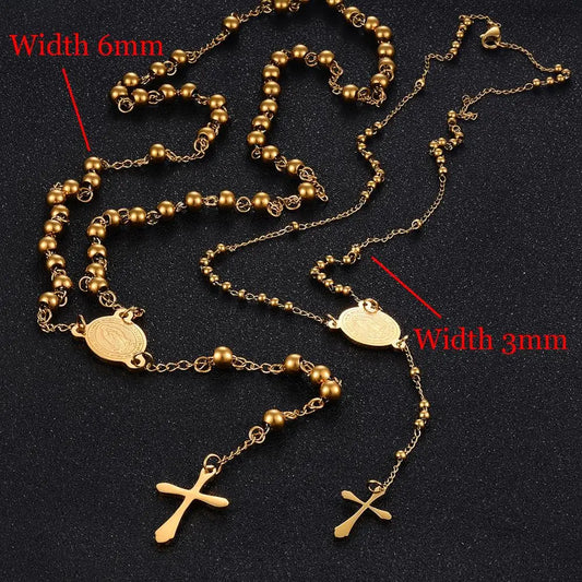 New Jesus Stainless Steel Cross Rosary Christian Catholic Religious Chain Characteristic Style Men And Women Jewelry