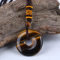 Reiki Healing Crystal Circle Donut Necklace Natural Amethyst Stone Amulet Lucky Coin Pendent Necklace Jewellry Gift Dropshipping