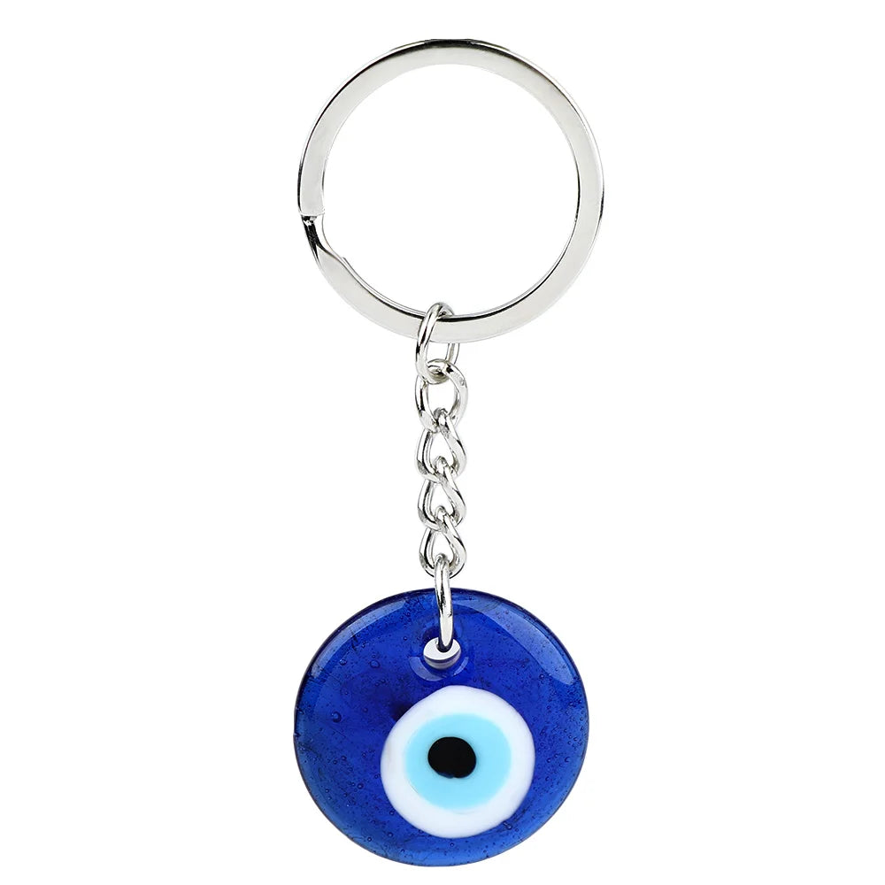 Blue Evil Eye Owl Lucky Charm Car Key Chain Protection Tassel Hanger Crystals Car Key Chain Fashion Jewelry Gift Car Accessories