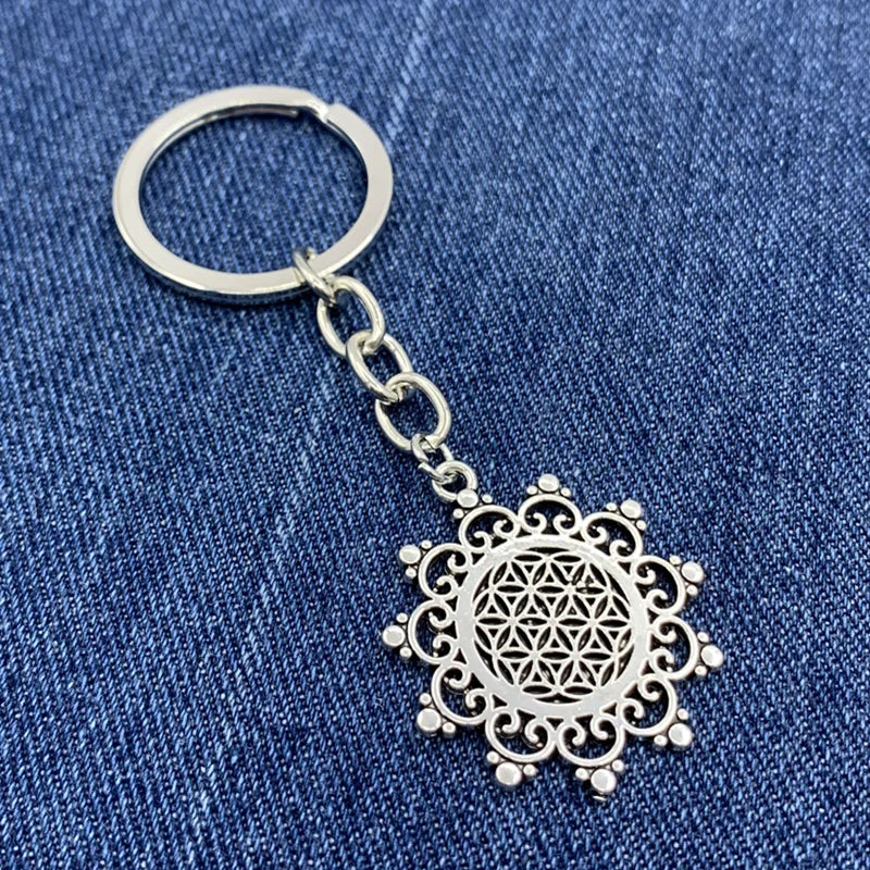 New Flower of Life Buddhist DIY Keychain Pendant Jewelry Seed of Life Sacred Geometry Jewelry Gift Ornament