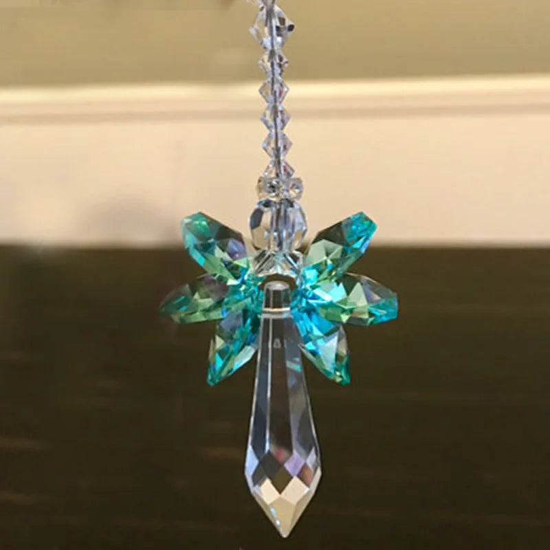1PCS Rainbow Guardian Angel Crystal Suncatcher Hangings Crystal Glass Ornament Home Garden Decoration Porch Decor