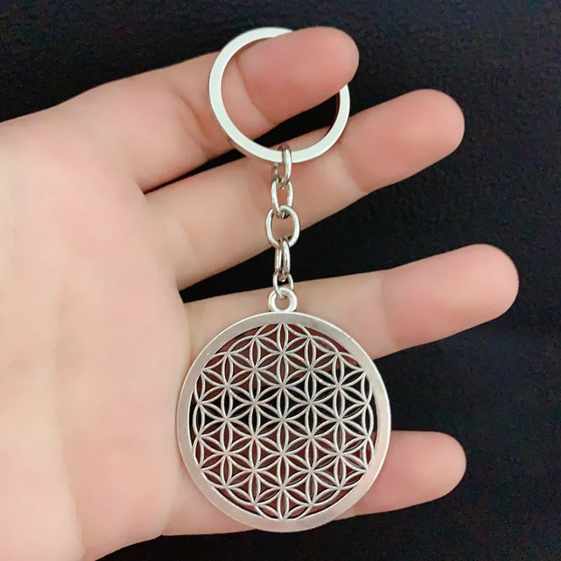 New Flower of Life Buddhist DIY Keychain Pendant Jewelry Seed of Life Sacred Geometry Jewelry Gift Ornament