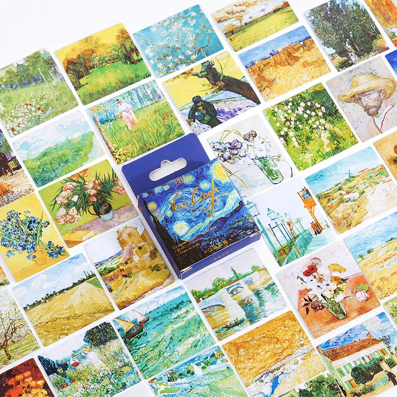 Journamm 45pcs/lot World Famous Paintings Series Mini Box Stickers Scrapbooking Creative Decorative Stationery Sealing Stickers