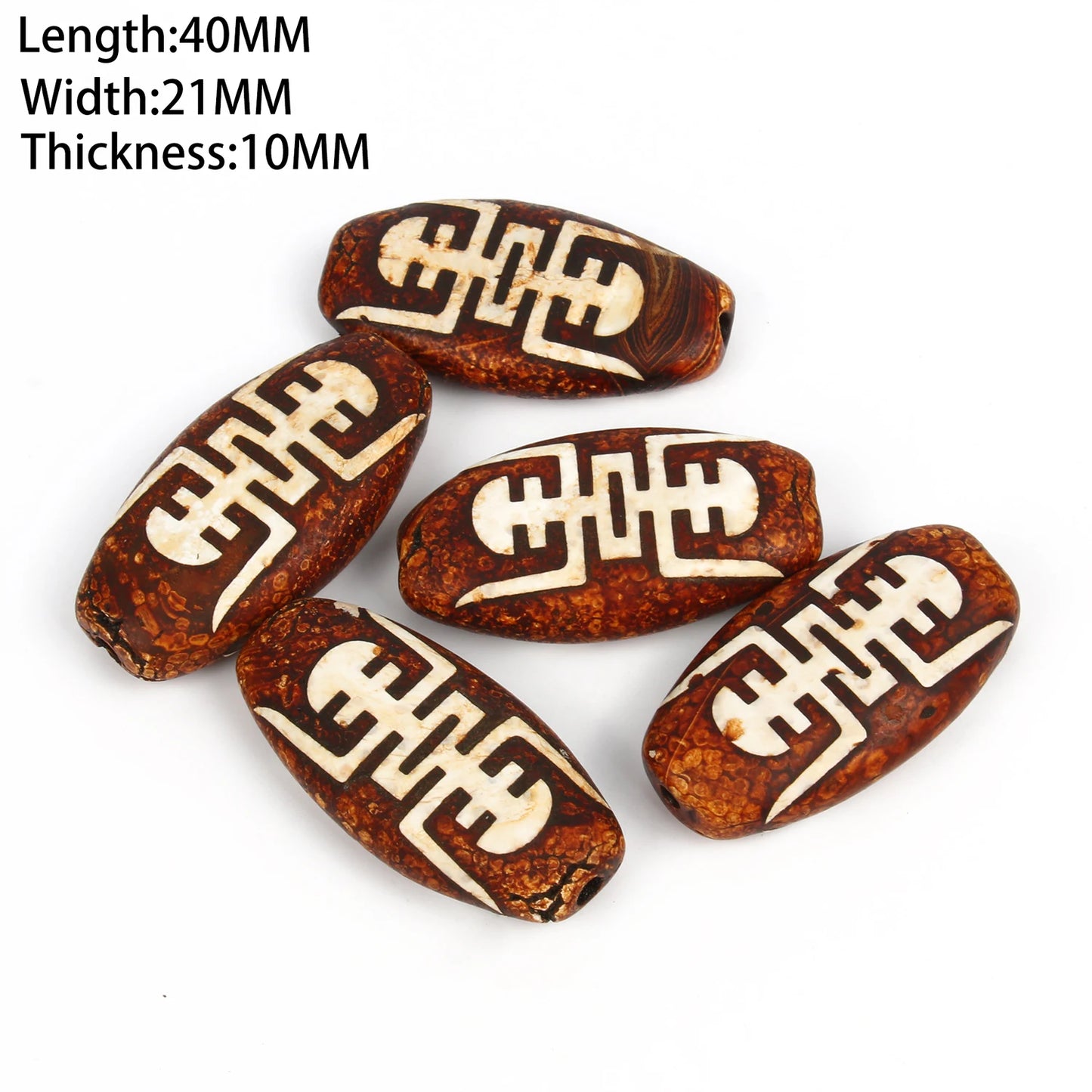 1/2pcs Prayer Mala Tibetan Mystical Dzi 3 Green Eyes Oval Beads DIY Bracelet Necklace Charms Findings For Jewelry Making 8x12mm
