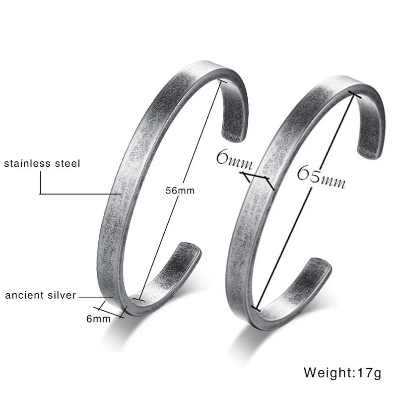 Vnox Oxidized Antique Stainless Steel Bangle for Women Men,Vintage Simple Basic Unisex Cuff Bracelet,Solid Metal Viking Jewelry