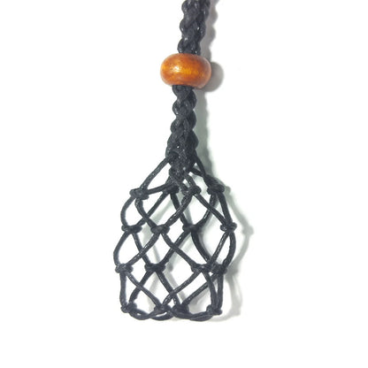Necklace Cord Empty Stone Holder Natural Quartz Crystal Raw Stone Chakra Point Healing Fish Netted Indians Amulets Pendant 1pc