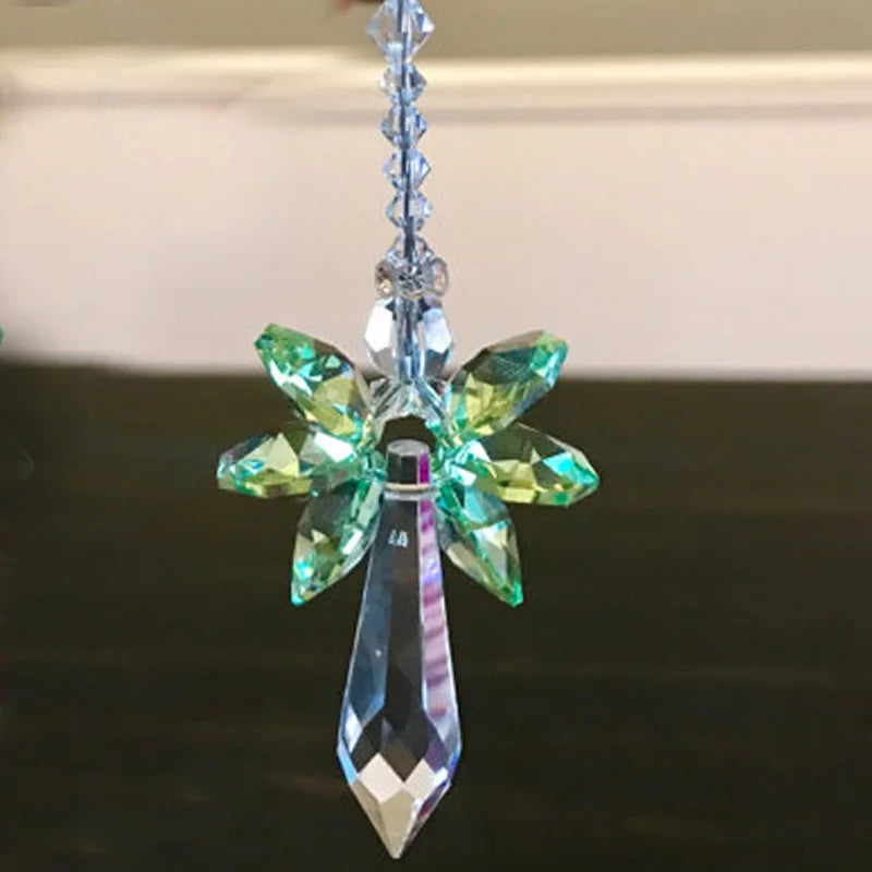 1PCS Rainbow Guardian Angel Crystal Suncatcher Hangings Crystal Glass Ornament Home Garden Decoration Porch Decor