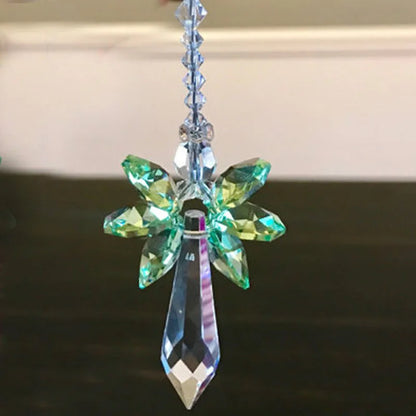 1PCS Rainbow Guardian Angel Crystal Suncatcher Hangings Crystal Glass Ornament Home Garden Decoration Porch Decor