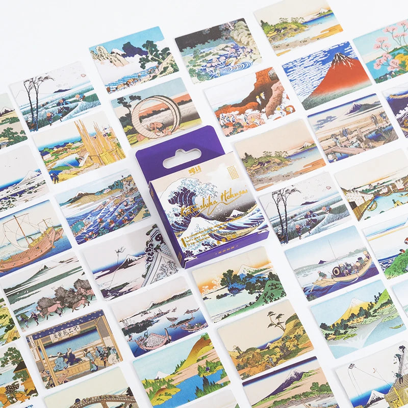 Journamm 45pcs/lot World Famous Paintings Series Mini Box Stickers Scrapbooking Creative Decorative Stationery Sealing Stickers