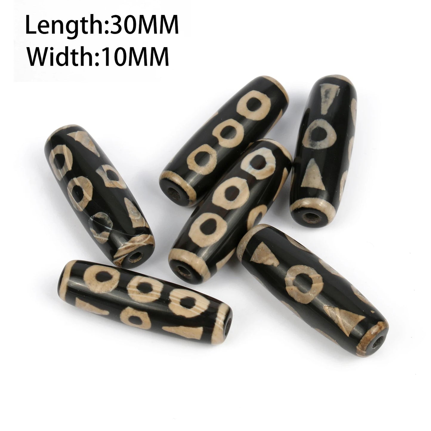 1/2pcs Prayer Mala Tibetan Mystical Dzi 3 Green Eyes Oval Beads DIY Bracelet Necklace Charms Findings For Jewelry Making 8x12mm