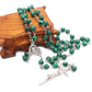 Malachite Cross Pendant Rosary Beads Chain Necklace Christian Religion Men Women Jewelry Charm Gifts