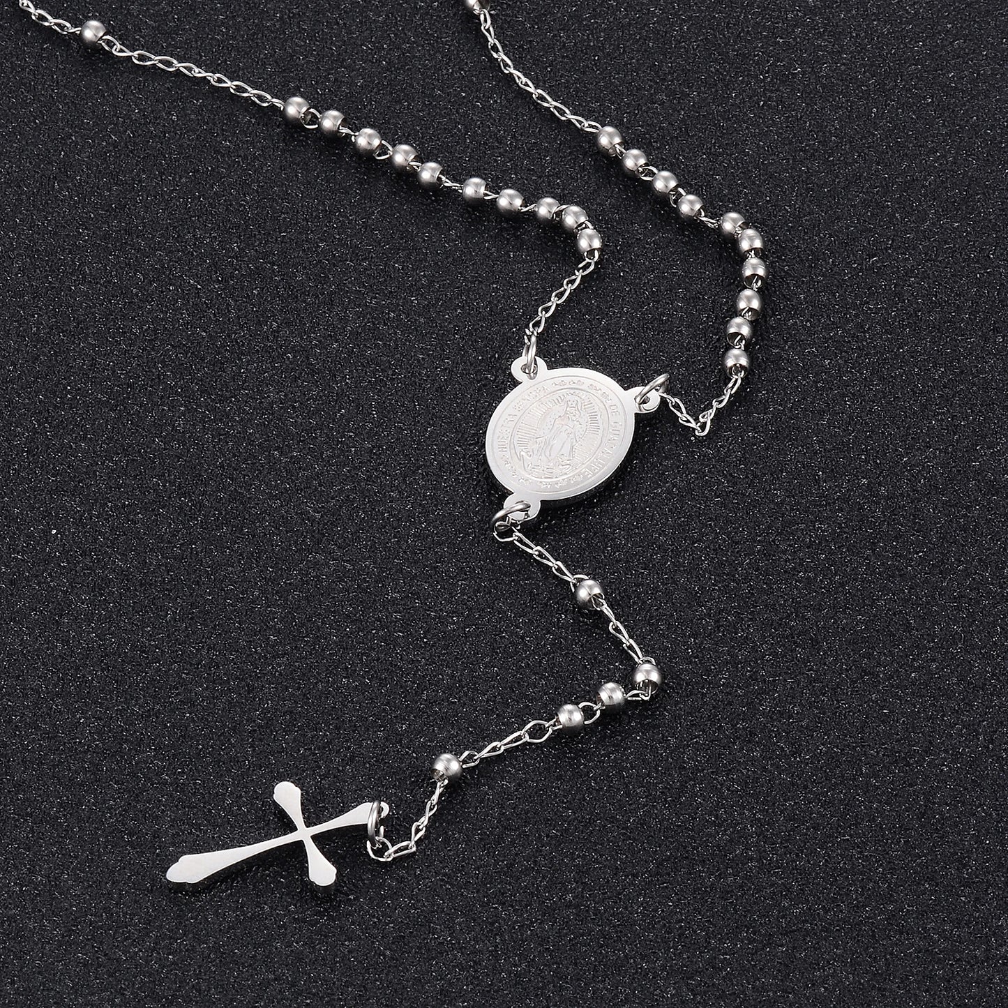 New Jesus Stainless Steel Cross Rosary Christian Catholic Religious Chain Characteristic Style Men And Women Jewelry