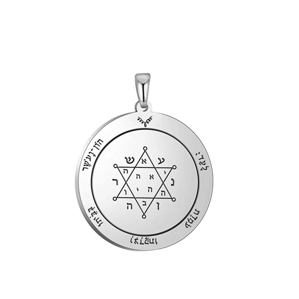 Key of Solomon Pendant for Necklace Stainless Steel Jewelry Amulet Mystical Moon Saturn Jupiter Sun Venus Mars Mercury Charms