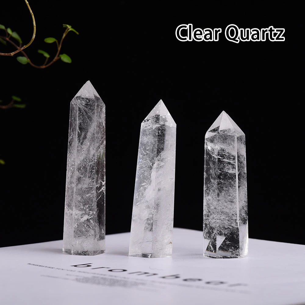Runyangshi Crystal Point Prism Crafts Natural Stone Quartz Tower 36 Colors Energy Mineral Wand Home Decoration