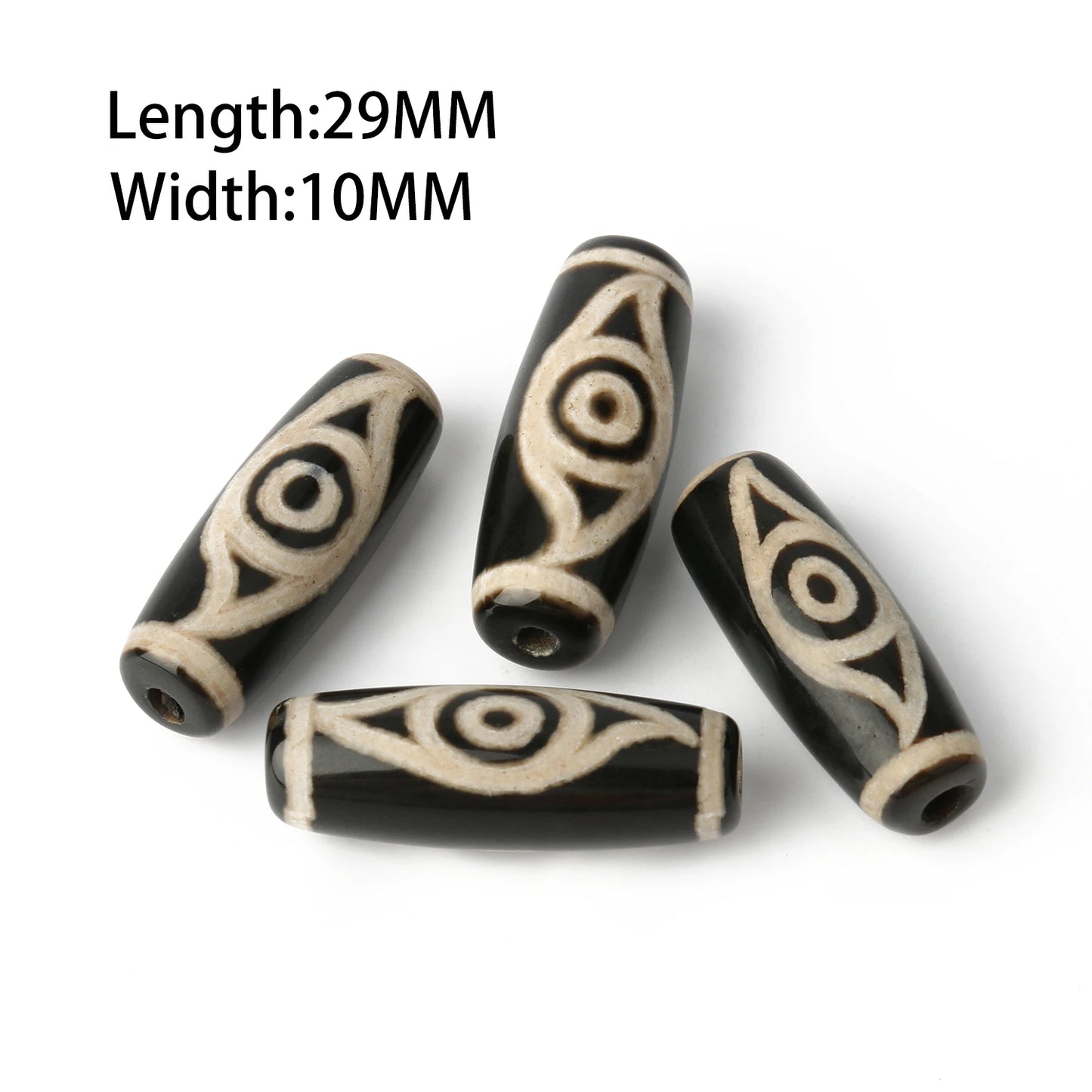 1/2pcs Prayer Mala Tibetan Mystical Dzi 3 Green Eyes Oval Beads DIY Bracelet Necklace Charms Findings For Jewelry Making 8x12mm
