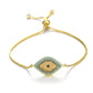 Juya Handmade Copper Adjustable Chains Micro Pave Zircon Enamel Greek Evil Eye Of Fatima Hamsa Hand Bracelets For Women Men