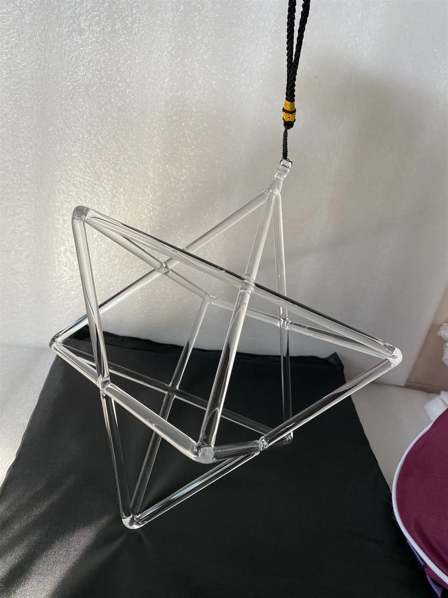 9inch clear Crystal singing Merkaba double pyramids for sound healing music therapy and chakra balancing