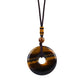 Reiki Healing Crystal Circle Donut Necklace Natural Amethyst Stone Amulet Lucky Coin Pendent Necklace Jewellry Gift Dropshipping