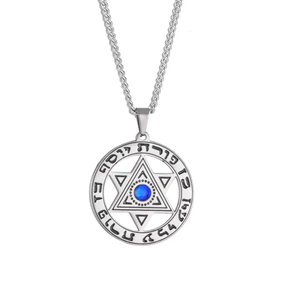 My Shape Star of David Crystal Pendant Necklace for Men Women Hebrew Talisman Amulet Supernature Stainless Steel Jewish Jewelry