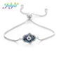 Juya Handmade Copper Adjustable Chains Micro Pave Zircon Enamel Greek Evil Eye Of Fatima Hamsa Hand Bracelets For Women Men
