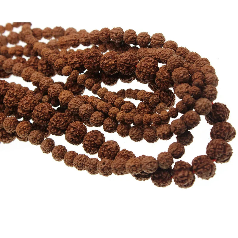 Natural Rudraksha Mala 108 Beads Wood Spacer Bead 6 8 10 12 mm Prayer Buddhist for Necklaces Jewelry Making Bracelet Accessories