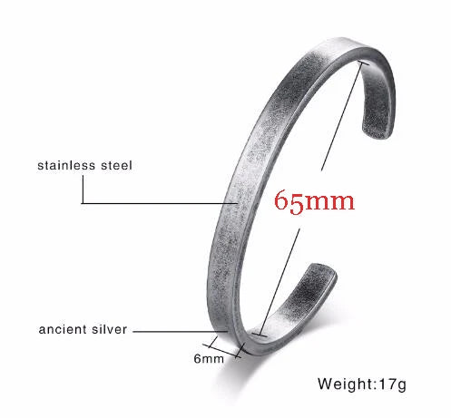 MEN TWISTED C BANGLE WITH SMALL WRIST MOBIUS BRACELET ANTIQUE SILVER COLOR STACKING CUFF BANGLE STAINLESS STEEL UNISEX JEWELRY