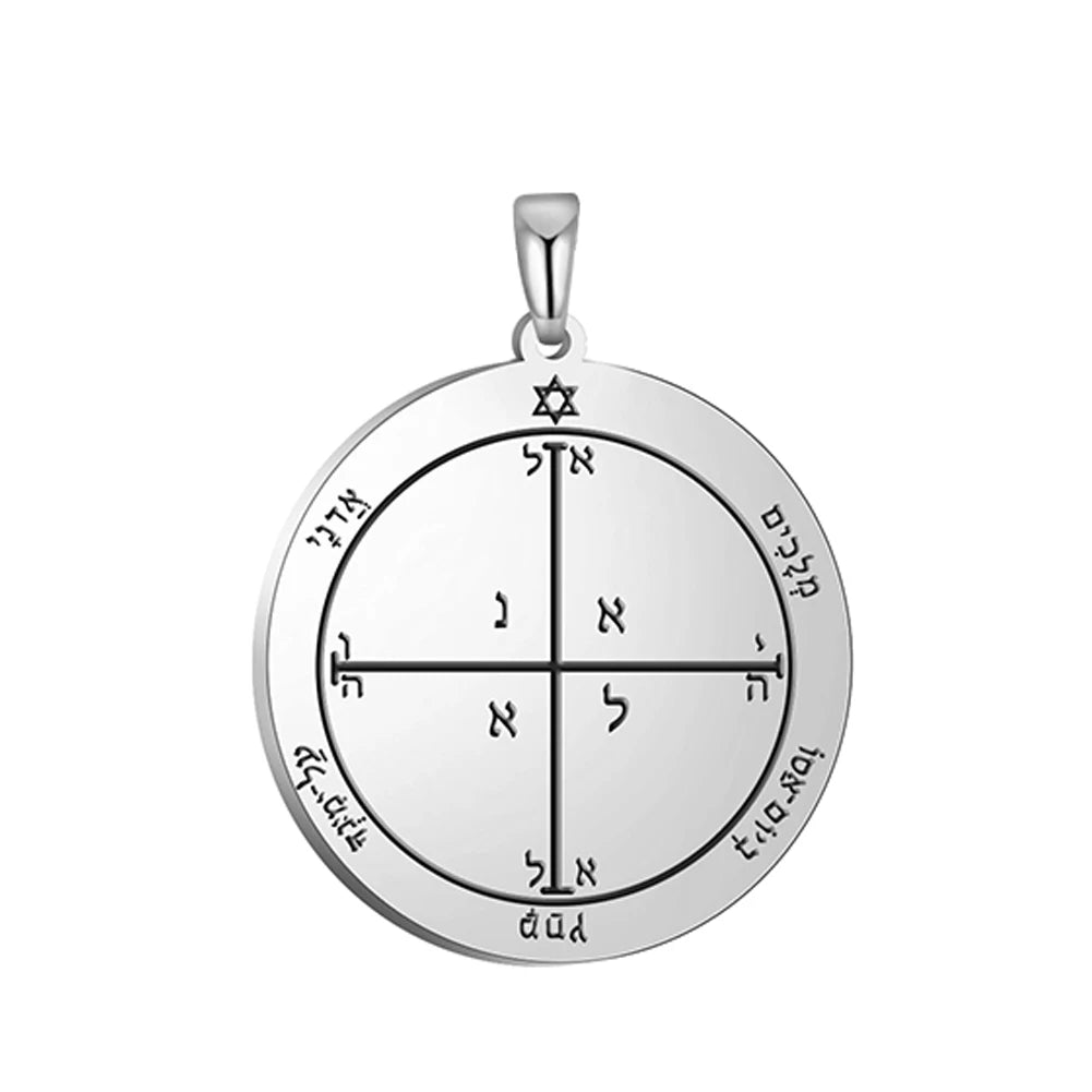 Key of Solomon Pendant for Necklace Stainless Steel Jewelry Amulet Mystical Moon Saturn Jupiter Sun Venus Mars Mercury Charms