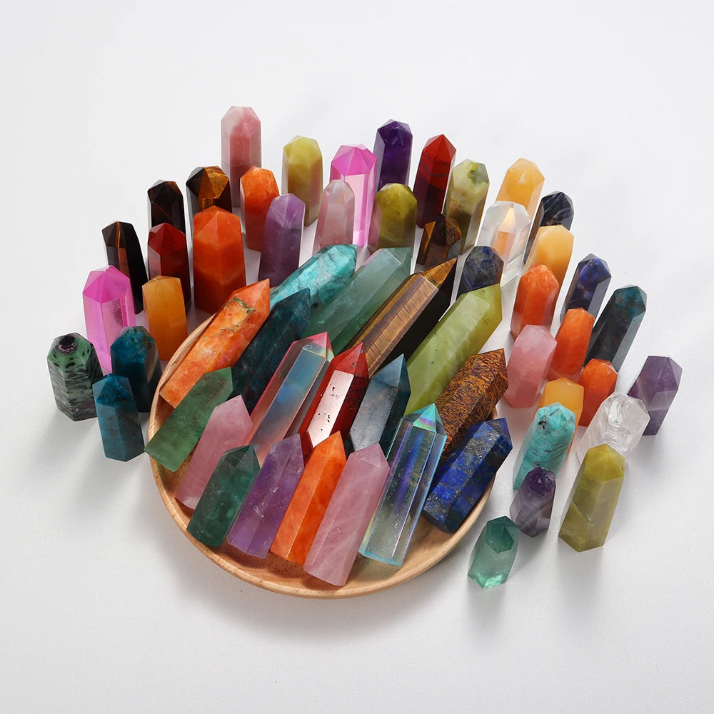 Runyangshi Crystal Point Prism Crafts Natural Stone Quartz Tower 36 Colors Energy Mineral Wand Home Decoration