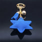 2024 Judaism Hexagram Blue  Crystal Bag Accessories Women Turkey Eye Alloy Gold Color Key Chain Jewelry ojo turco KK11S05