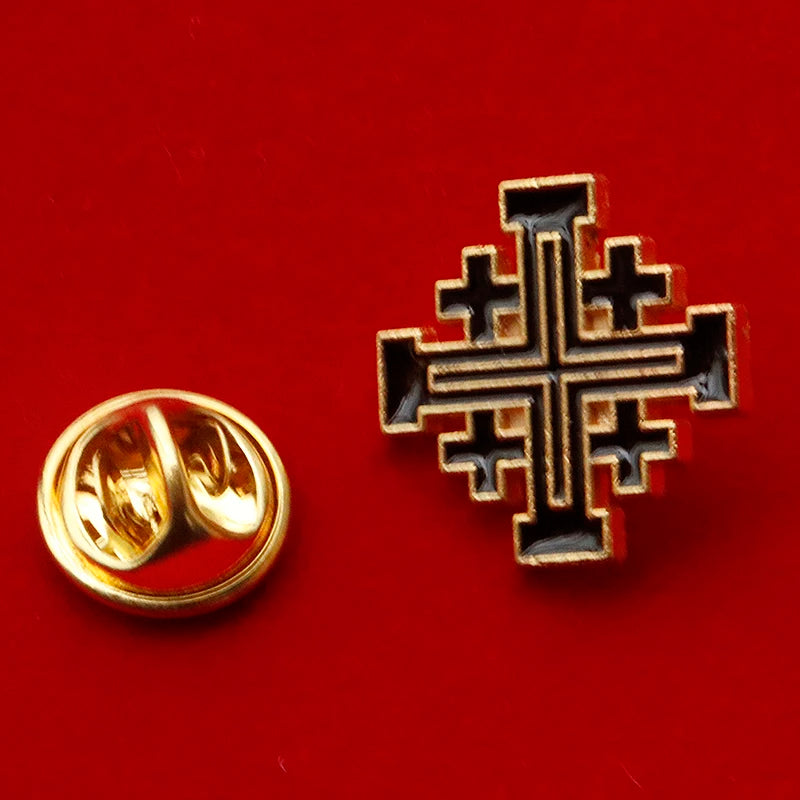 Catholic Christian Jerusalem Cross Brooch Badge religious jewelry articulos religiosos catolico church halo gifts