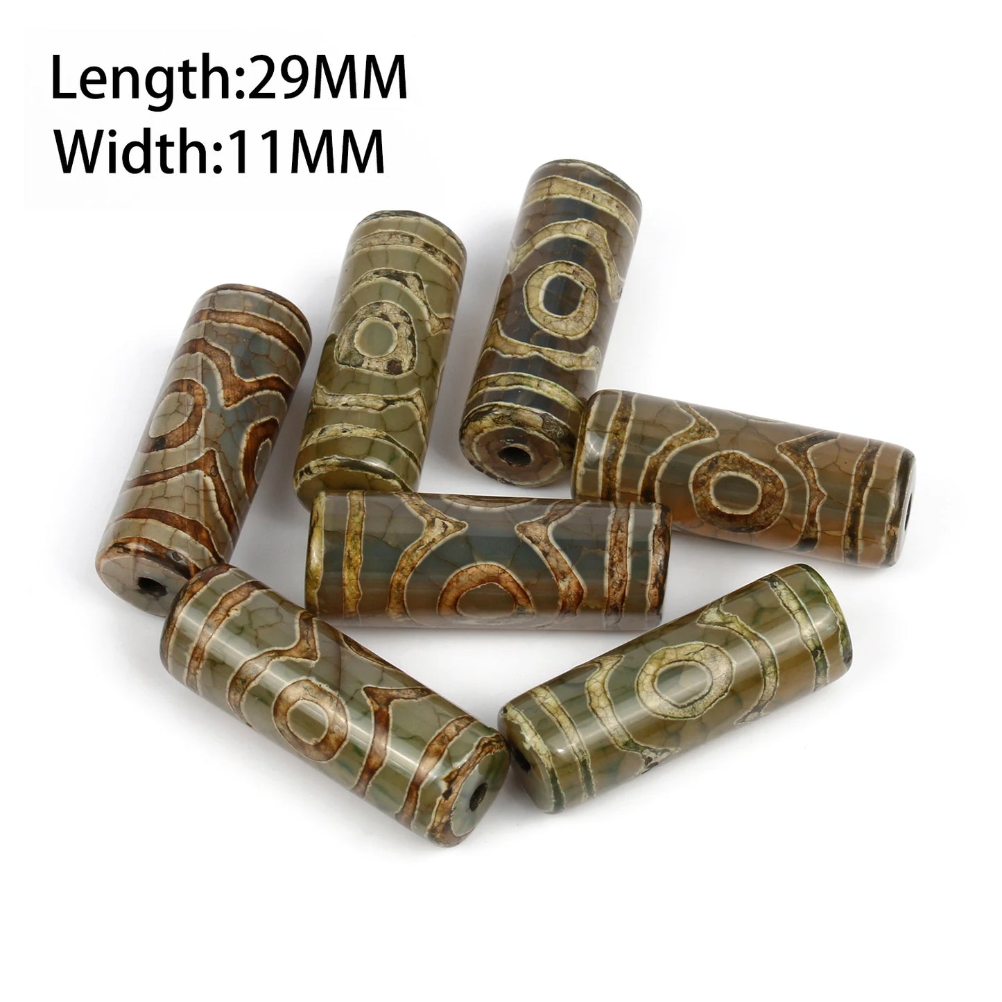 1/2pcs Prayer Mala Tibetan Mystical Dzi 3 Green Eyes Oval Beads DIY Bracelet Necklace Charms Findings For Jewelry Making 8x12mm