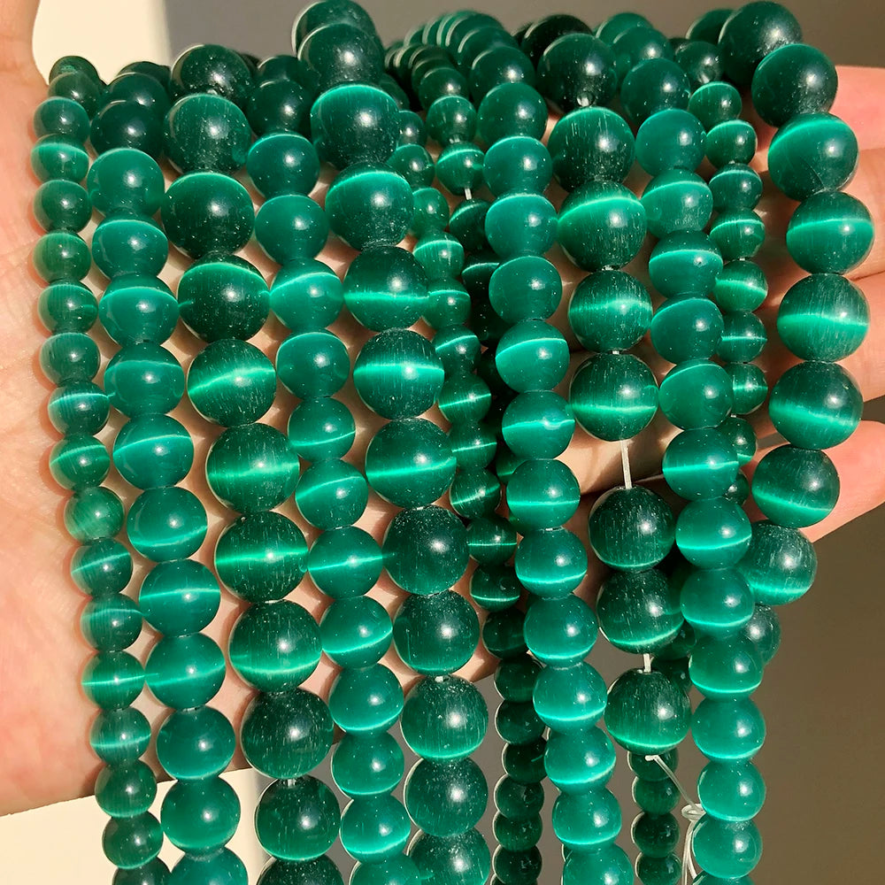 Natural Moon Stone Beads White Cat Eye Round Loose Beads 4/6/8/10/12mm Jewelry Making DIY Bracelet 15" Strand