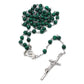 Malachite Cross Pendant Rosary Beads Chain Necklace Christian Religion Men Women Jewelry Charm Gifts