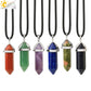 CSJA Hexagonal Bullet Crystal Necklaces Natural Gem Stone Quartz Necklace Pendant Chakra Amethysts Pink Quartz Lapis Lazuli G957