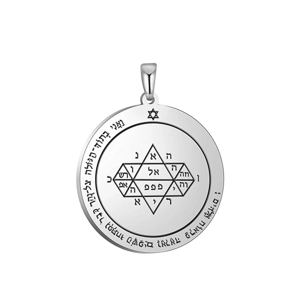 Key of Solomon Pendant for Necklace Stainless Steel Jewelry Amulet Mystical Moon Saturn Jupiter Sun Venus Mars Mercury Charms