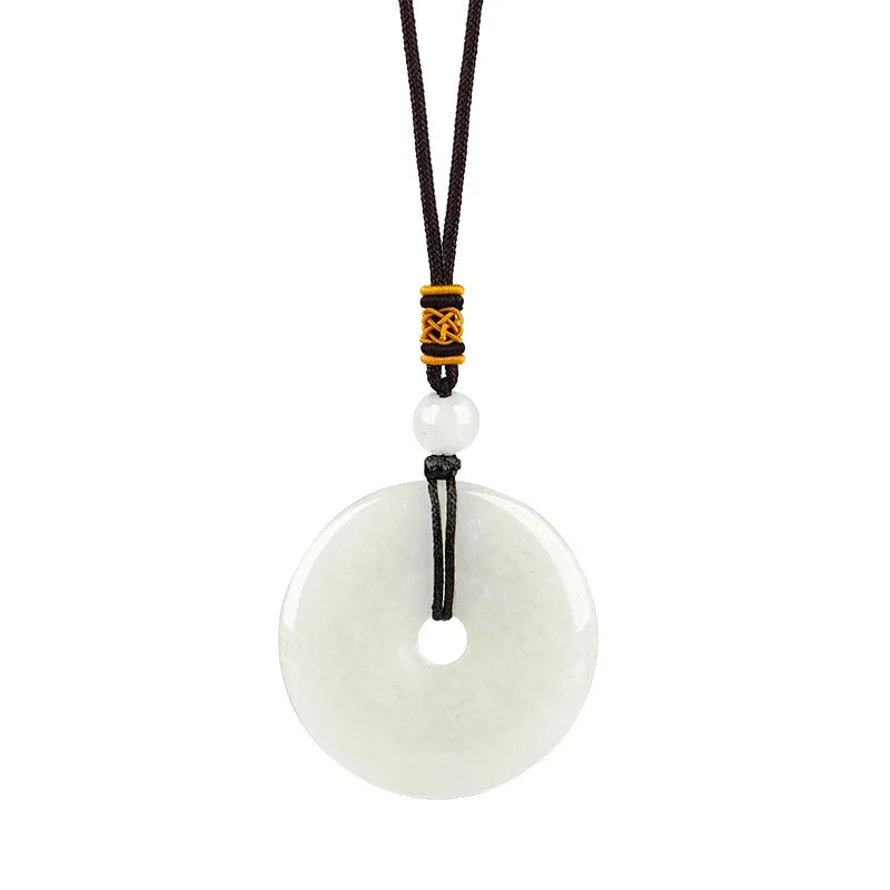 Reiki Healing Crystal Circle Donut Necklace Natural Amethyst Stone Amulet Lucky Coin Pendent Necklace Jewellry Gift Dropshipping