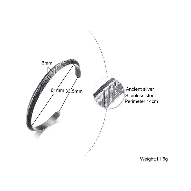 MEN TWISTED C BANGLE WITH SMALL WRIST MOBIUS BRACELET ANTIQUE SILVER COLOR STACKING CUFF BANGLE STAINLESS STEEL UNISEX JEWELRY