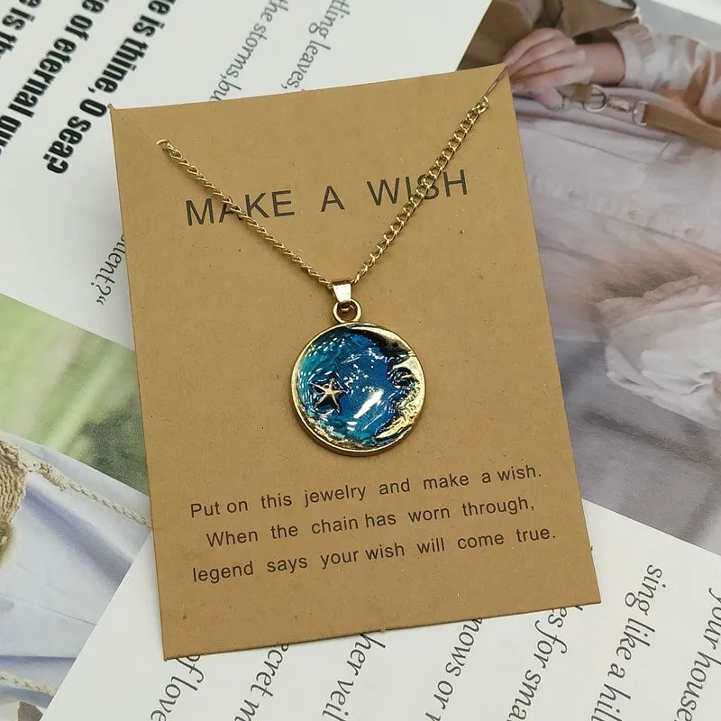 New Fashion Choker Necklace Enamel Star Moon Planet Pendant Necklaces for Women Gifts Collares Collier Ketting Jewelry Wholesale