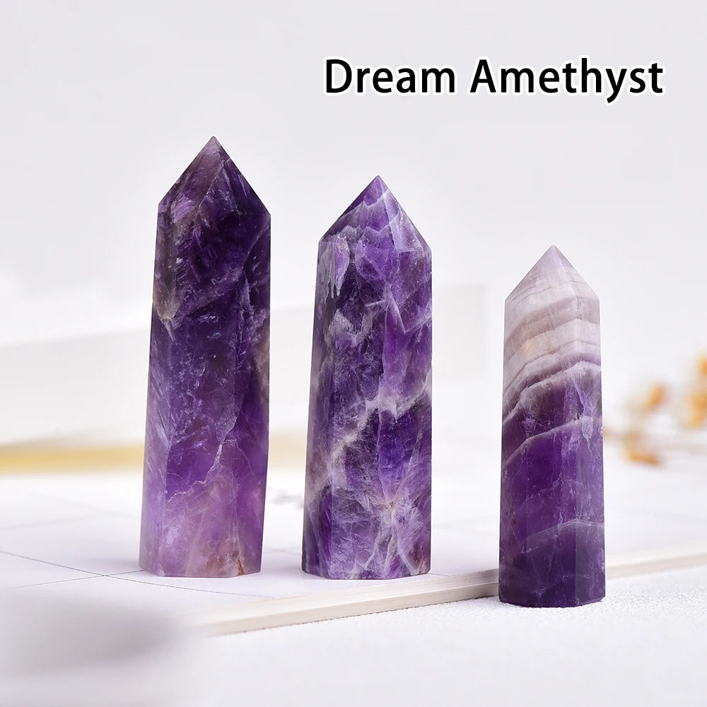 Runyangshi Crystal Point Prism Crafts Natural Stone Quartz Tower 36 Colors Energy Mineral Wand Home Decoration