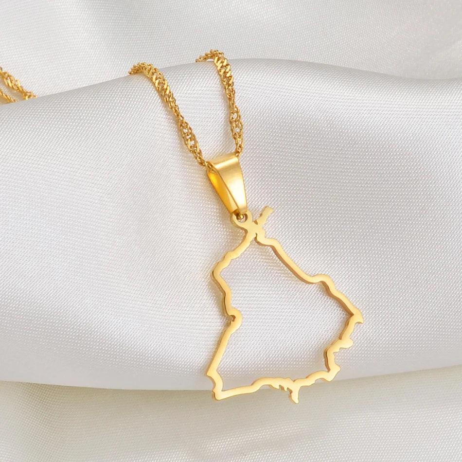 Anniyo Punjab State India Map Pendant Necklace Outline Jewelry #212721
